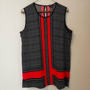 Vince Camuto Orange Black Geometric Stripe Print sleeveless Blouse Size Small